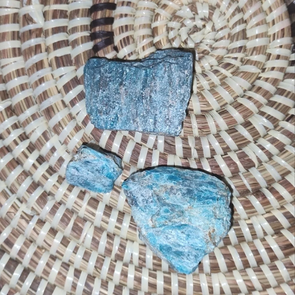 Natural Blue Apatite Stone Trio - Raw NEW